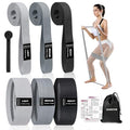 Long and Short Fabric Resistance Bands with Door Anchor, Non-Slip Stretch Booty Bands