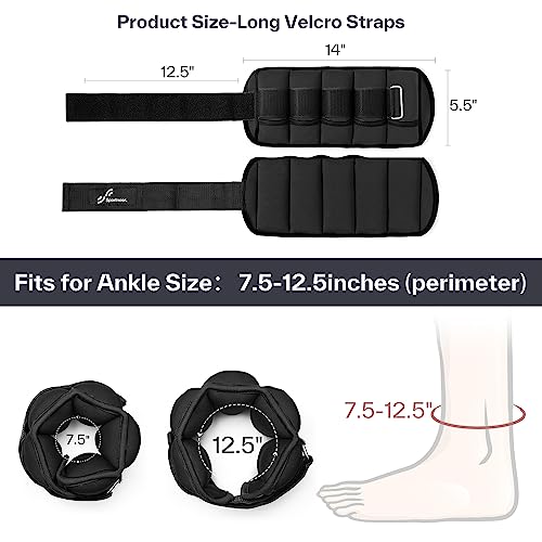 Adjustable Ankle Weights Set - 1 Pair (2-10 lbs.) Removable Sandbags