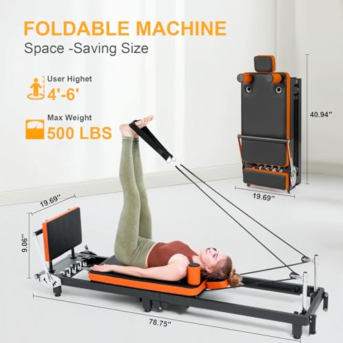 Foldable Pilates Machine | 4 Springs & 5 Resistance Cords