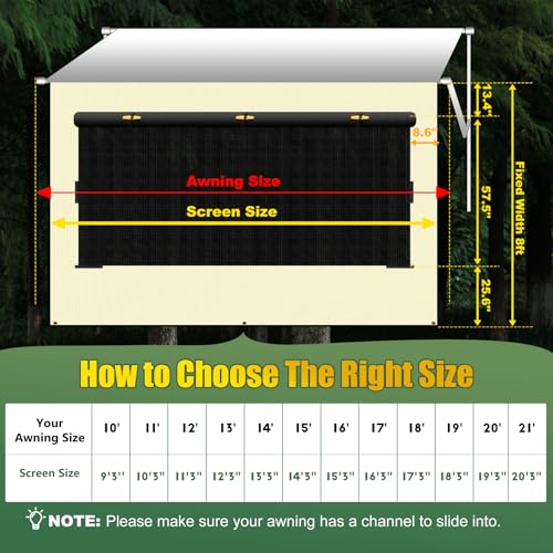 RV Awning Privacy Curtain | Beige, 8'X15'3'' for 16 ft Awning