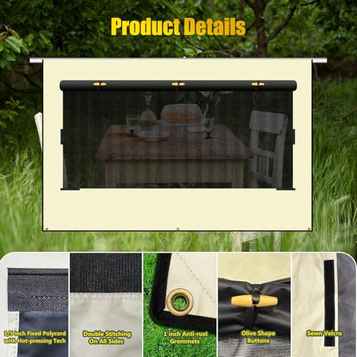 RV Awning Privacy Curtain | Beige, 8'X15'3'' for 16 ft Awning