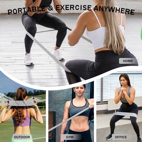 Long and Short Fabric Resistance Bands with Door Anchor, Non-Slip Stretch Booty Bands