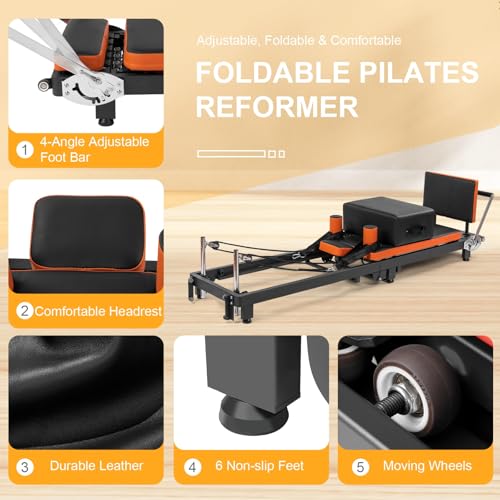 Foldable Pilates Machine | 4 Springs & 5 Resistance Cords