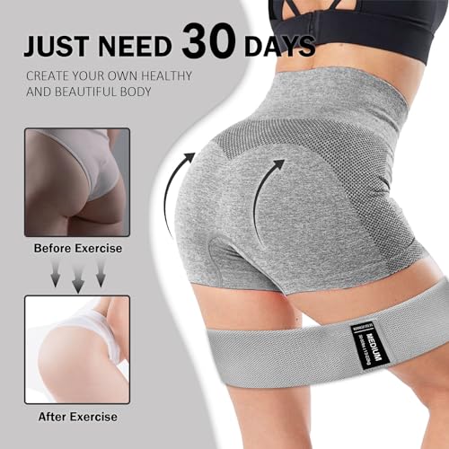 Long and Short Fabric Resistance Bands with Door Anchor, Non-Slip Stretch Booty Bands