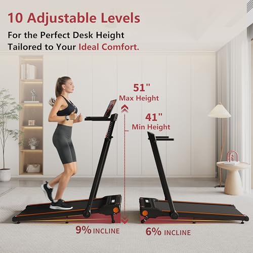 3-in-1 Treadmill, Walking Pad, and Desk | Removable Desk, and Foldable