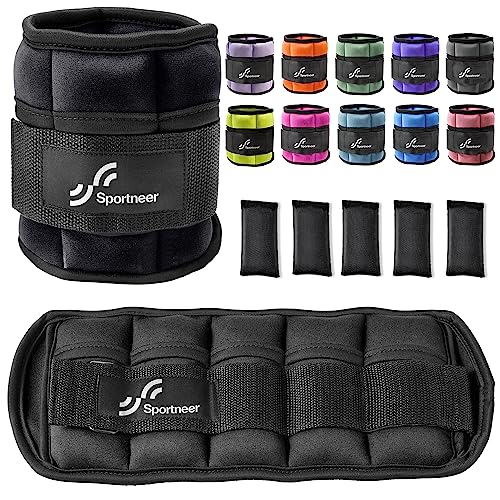 Adjustable Ankle Weights Set - 1 Pair (2-10 lbs.) Removable Sandbags